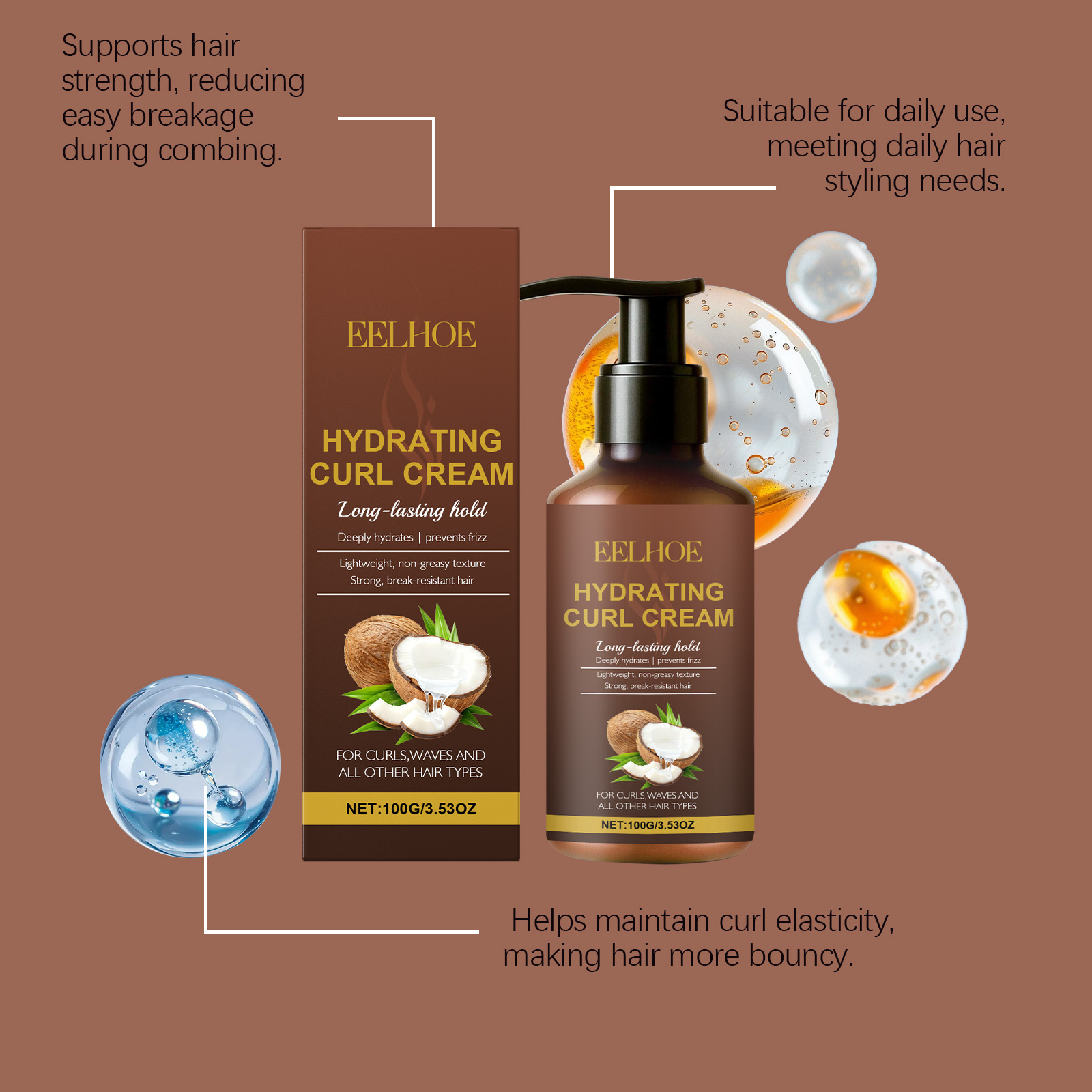 Curl Styling Cream for Wavy an - Hair Care For Curly Dry Hair recensione e prezzo