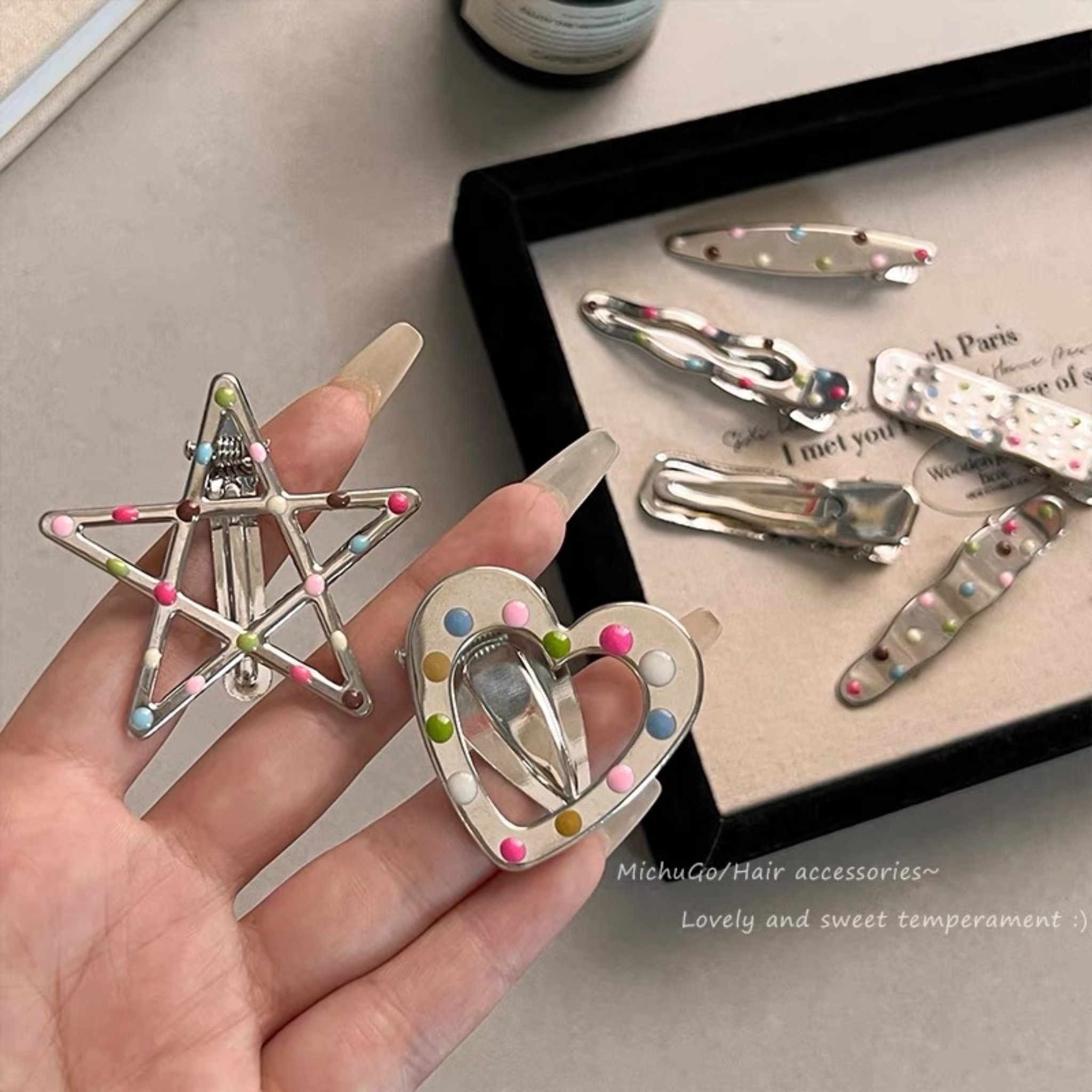 7pcs Colorful Drip Oil Metal H - Hair Care Korean recensione e prezzo